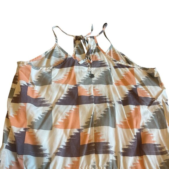 Prana Franny Romper Sleeveless Racerback Shorts Pockets Fun Print Size Medium - Picture 9 of 12